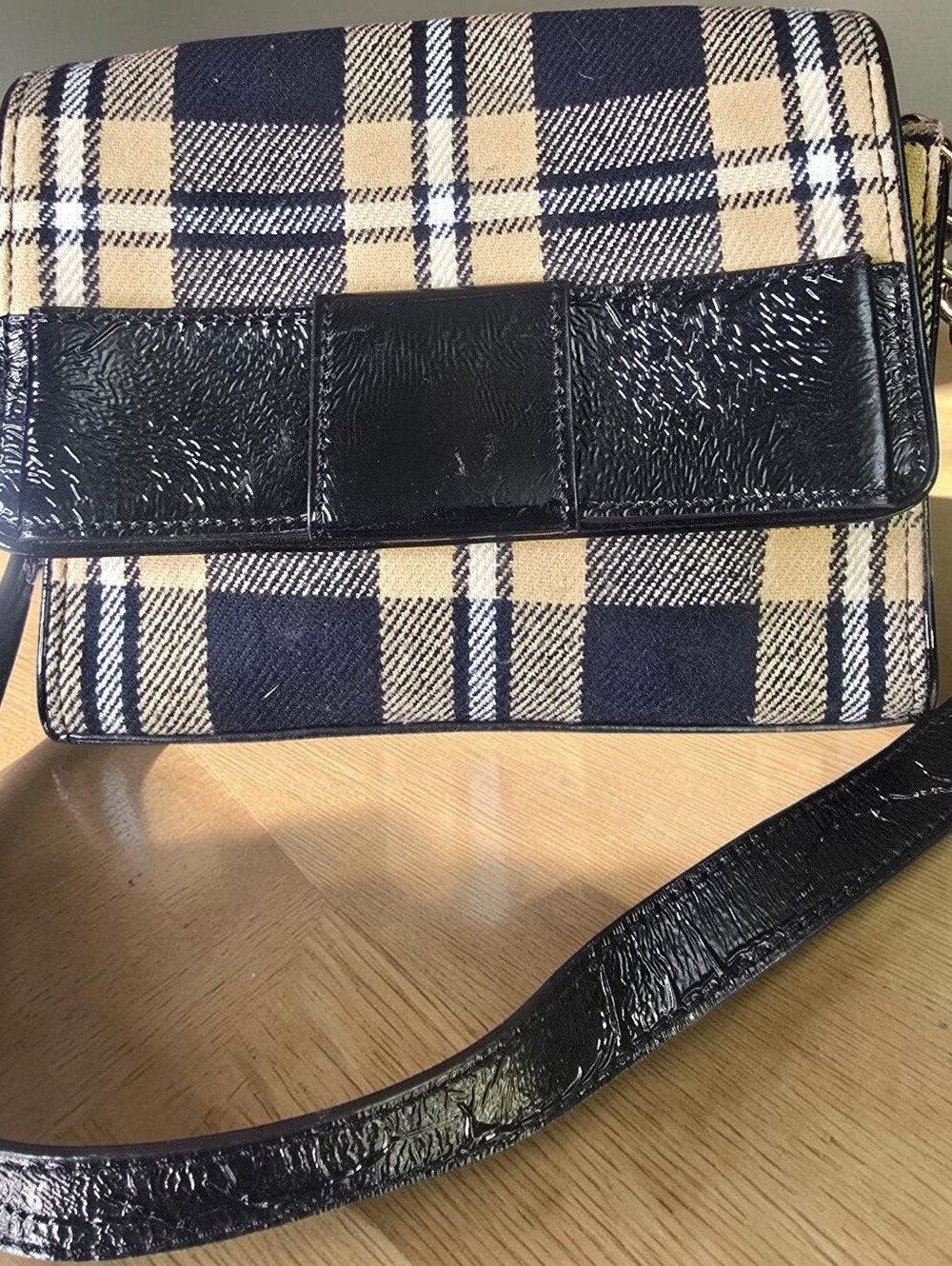 Kate Spade Wool Plaid Crossbody Bag Rare Script Lining Y2K, Vintage - Picture 4 of 13